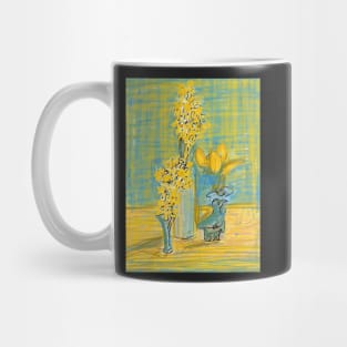 African bird and narcissi Mug